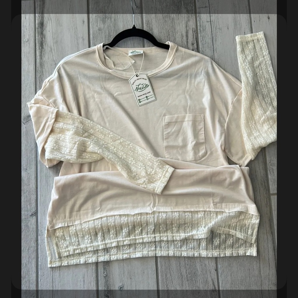 Very J Cream Long Sleeve Top